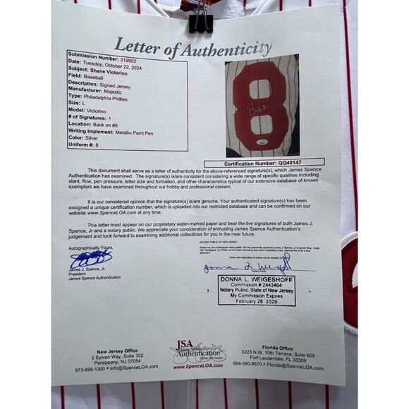 Shane Victorino Signed Philadelphia Phillies Jersey JSA LOA Autographed - Picture 3 of 6